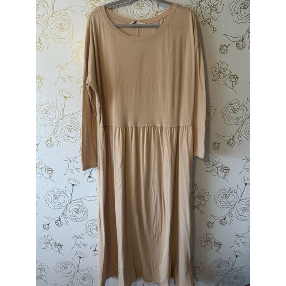 FP Beach Dresses & Skirts - Free People Beach Cameron Dress Women Large Beige Oversized Slouchy Lagenlook 36
